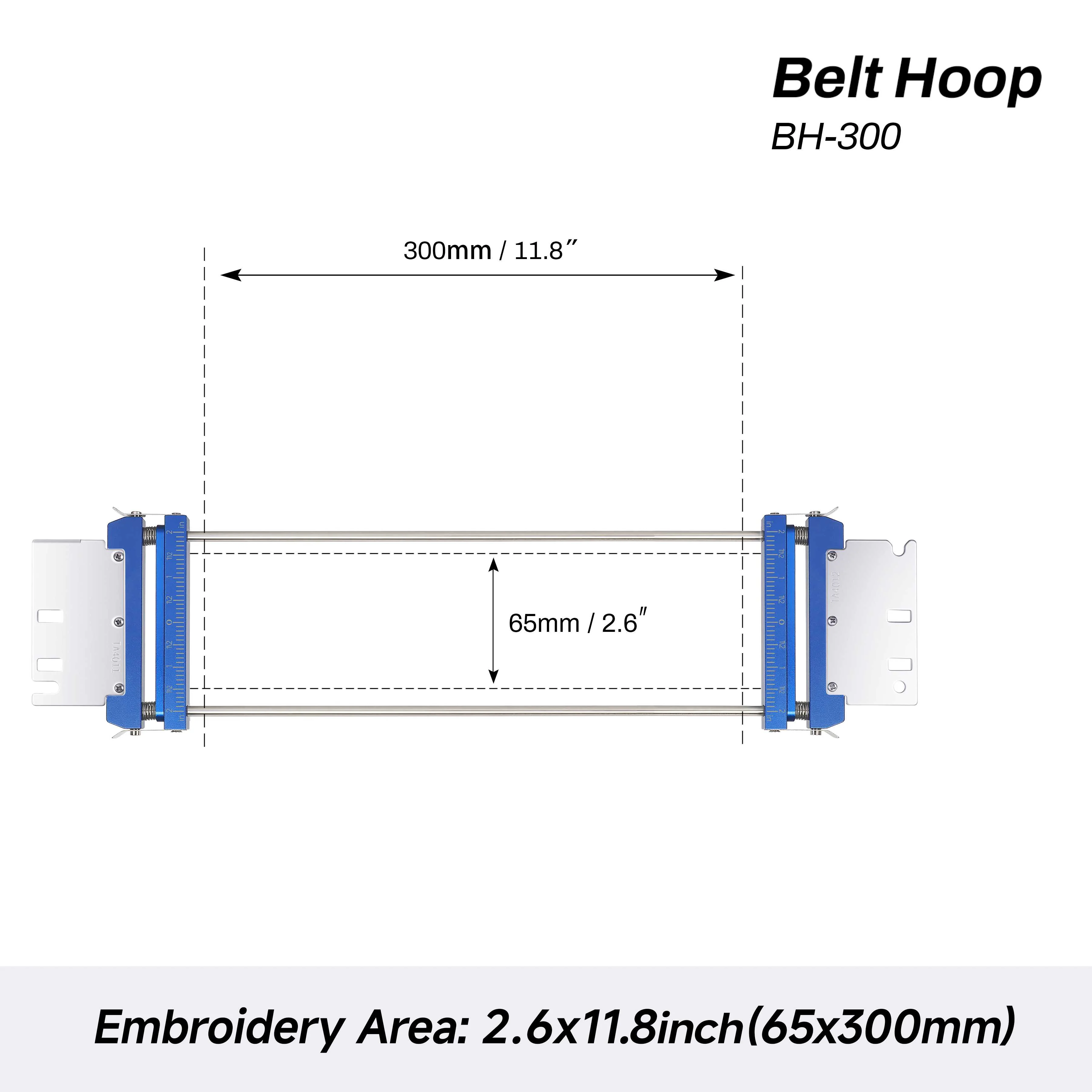 Metal Belt Embroidery Hoop BH300 2.6x11.8inch 65x300mm for ZHENGTAI Commercial Embroidery Machines,Belt Hoop for Karate Belts, Dog Collars, Sashes, Garments - Image 2