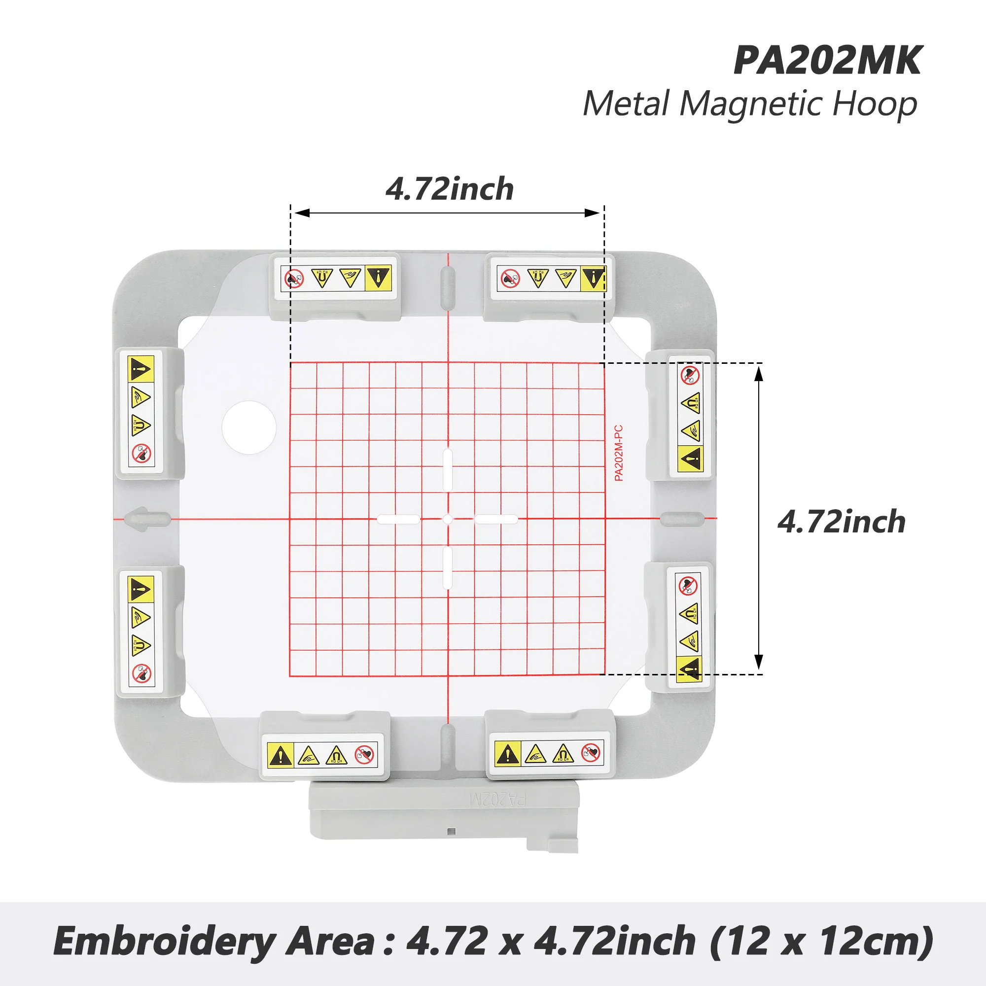 PA202MK 4.72"x4.72" 120x120mm Metal Magnetic Hoop (Long-bar Magnets) for Husqvarna Viking Designer Diamond Ruby Topaz etc. Pfaff Creative Embroidery Machine - Image 4