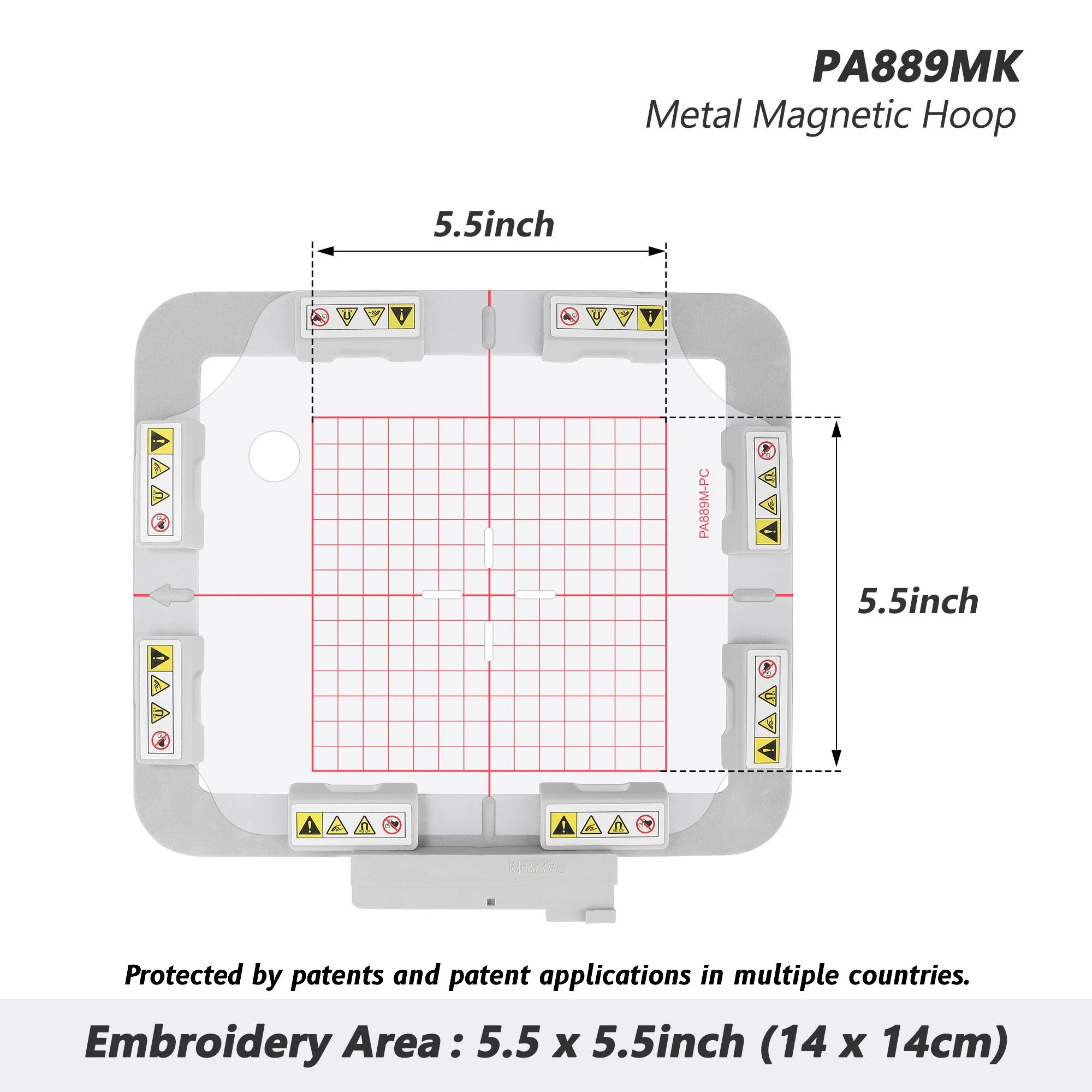 PA889MK 5.5" x 5.5"140x140mm metal Magnetic Hoop (Long-bar Magnets) for Husqvarna Viking Designer Diamond etc. Pfaff Creative Sensation Embroidery Machine