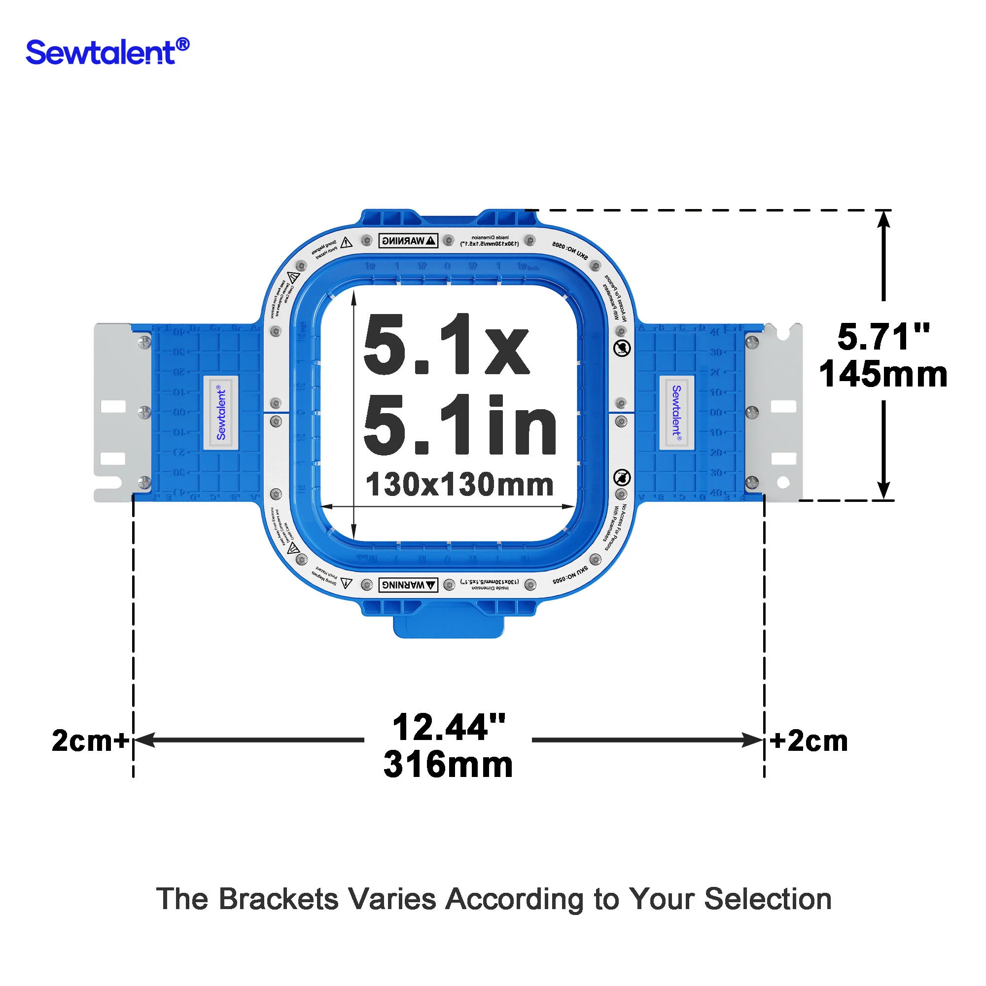 Sewtalent Magnetic Embroidery Hoop 5.1″x5.1″ | 130x130mm for PROEMB BF900 / BF1200 / BF1500 / BC1501 / FW-1501R / BC1503 / BC1504 Embroidery Machines - Image 5