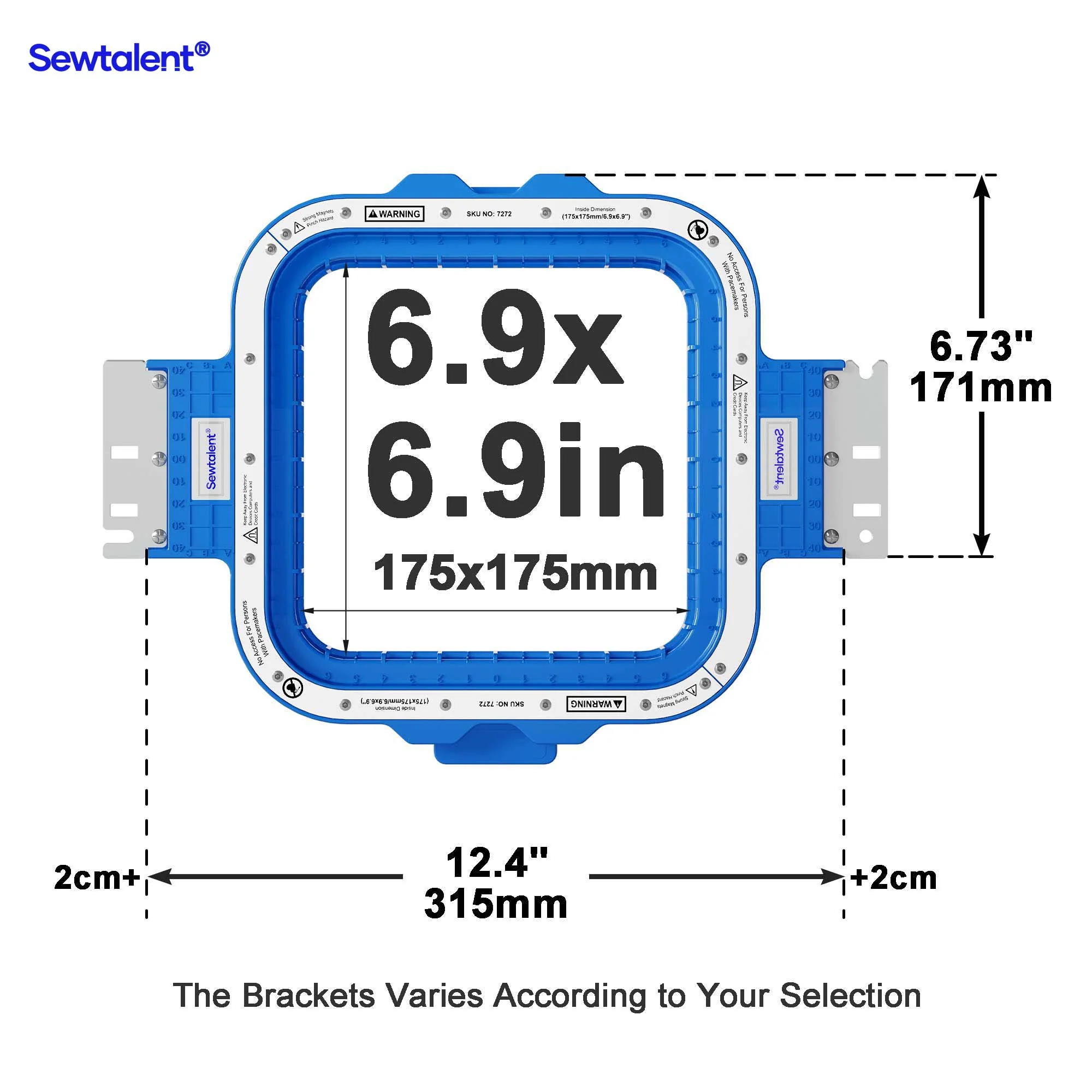 Sewtalent Magnetic Hoop 6.9″x6.9″ | 175x175mm for Janome MB4/ MB-4S/ MB7/ MB-7Se Embroidery Machines - Image 2