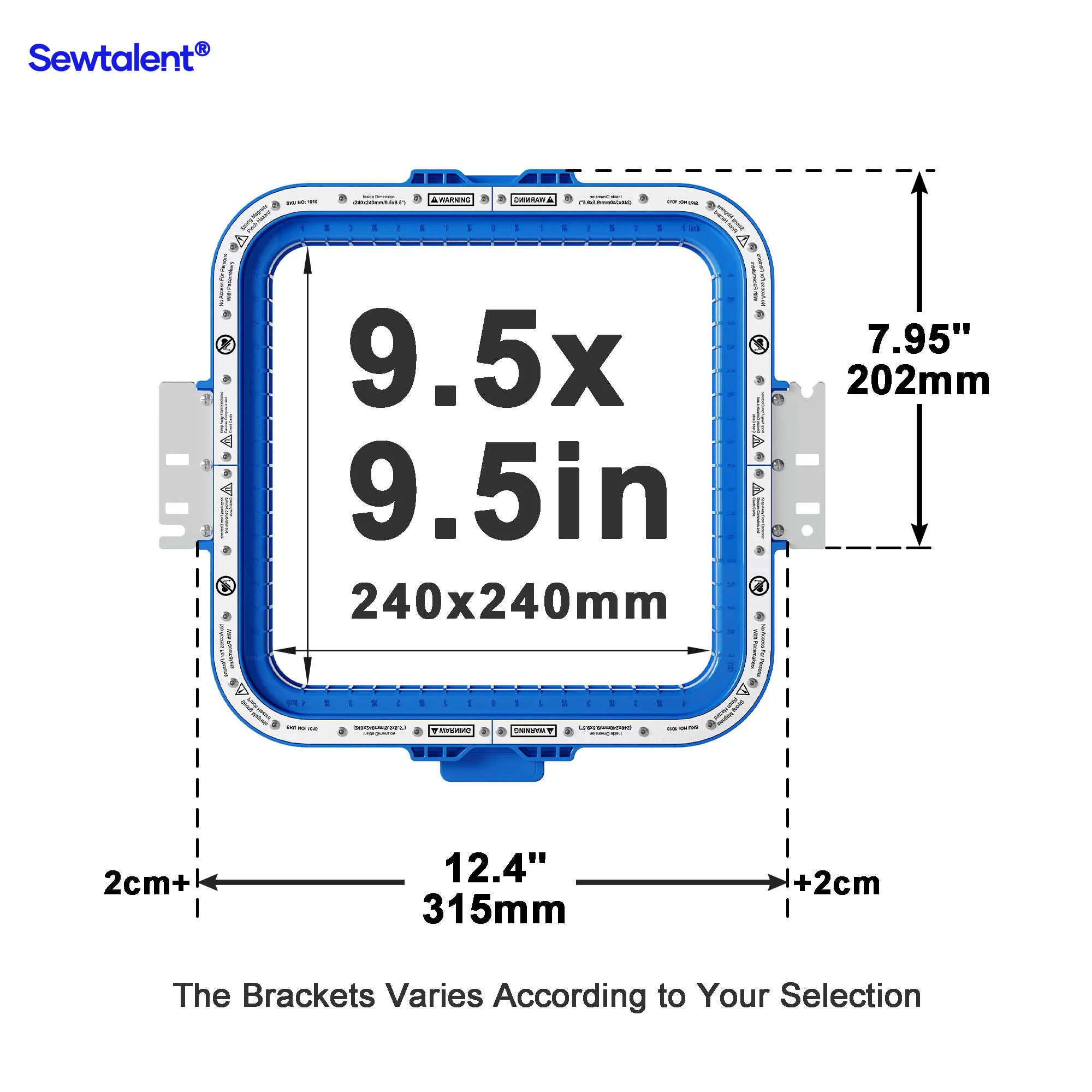 Sewtalent Magnetic Hoop 9.5*9.5" | 240x240mm for TSM Commercial Embroidery Machines - Image 2