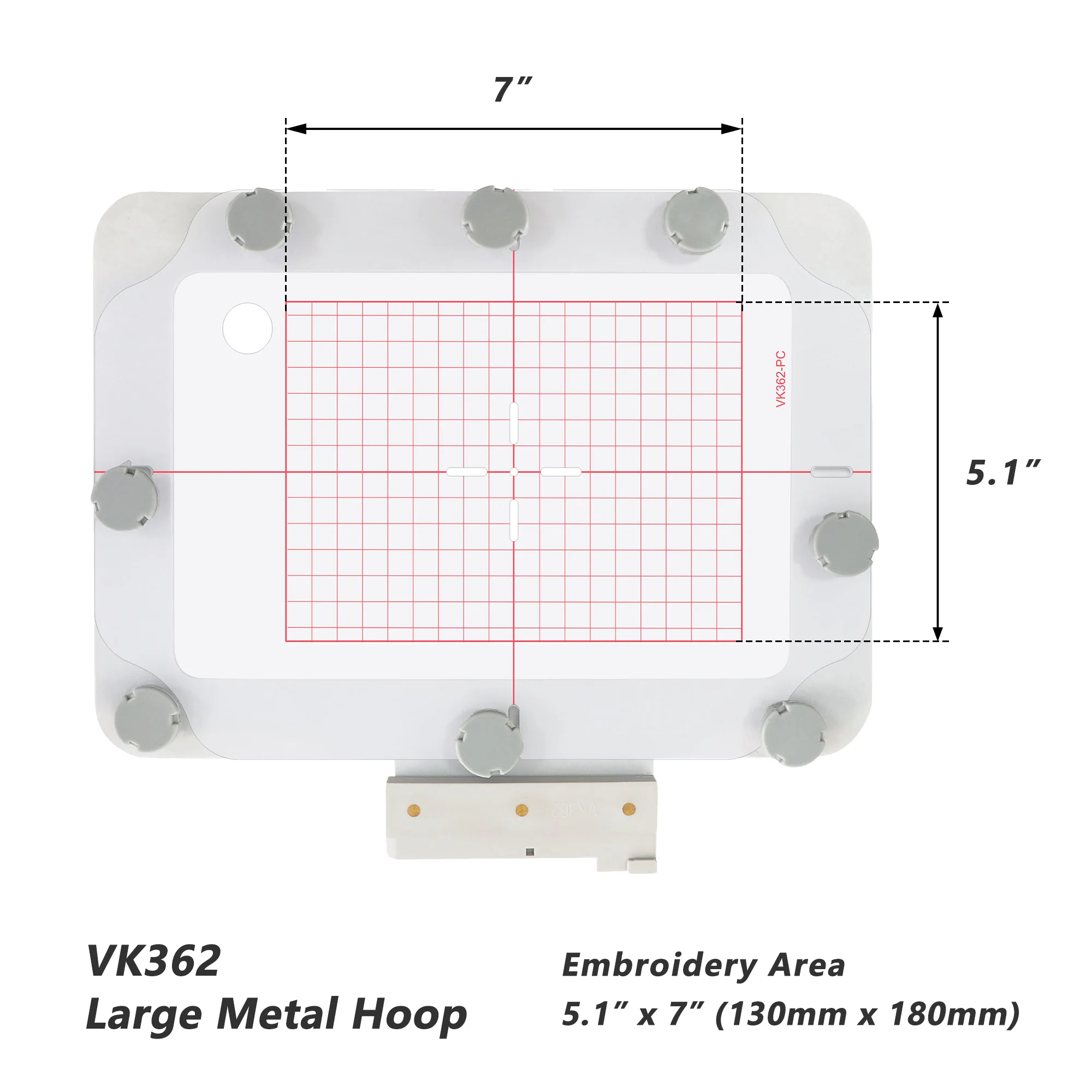 VK362 7"x5" 180x130mm Metal Magnetic Hoop for Husqvarna Viking Designer Diamond Ruby Royale Topaz etc. Pfaff Creative Embroidery Machine